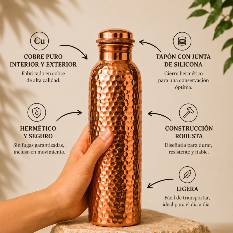 Botella de Cobre – MyTamra™ | Agua Purificada Naturalmente, Sin Plástico