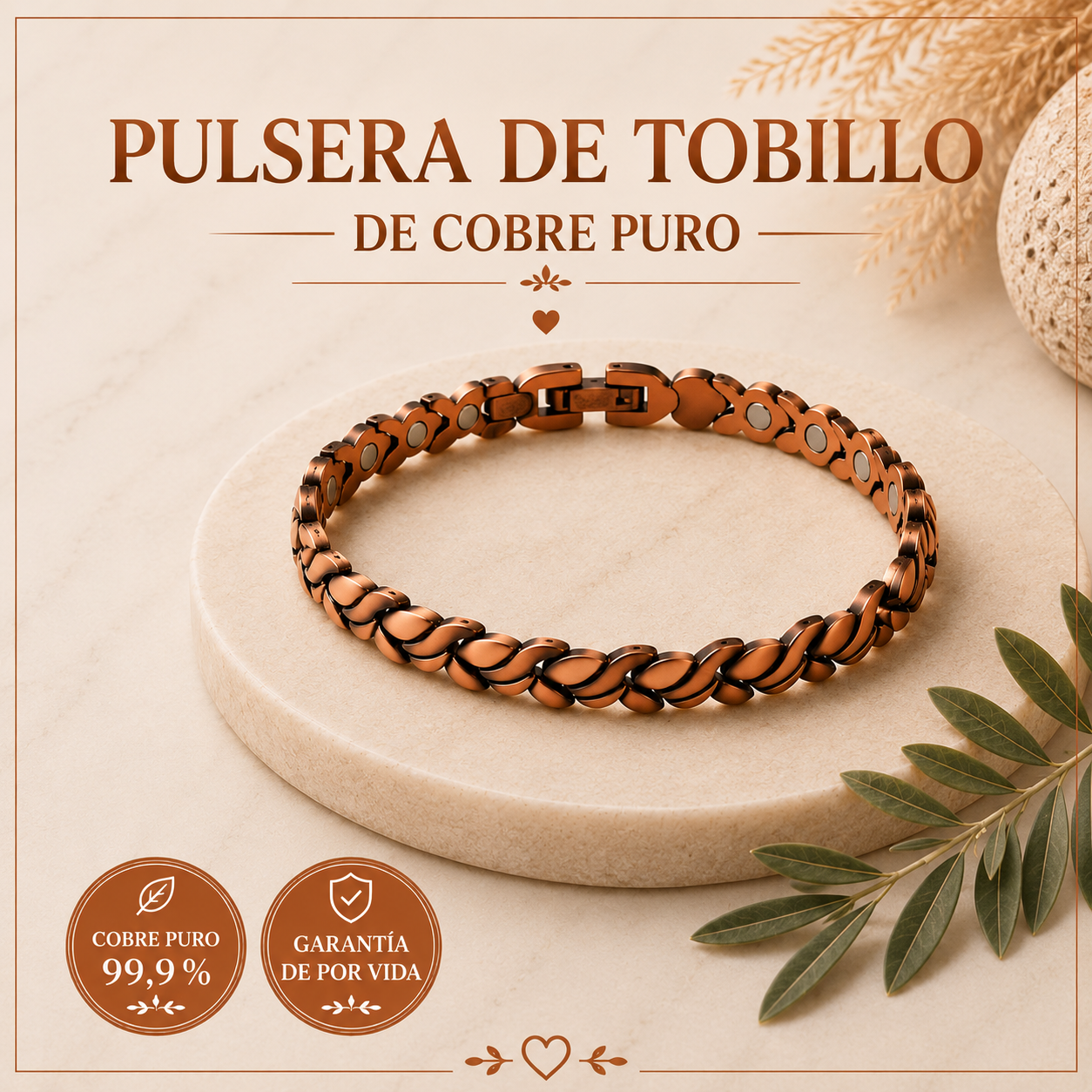 Pulsera de Tobillo de Cobre Puro