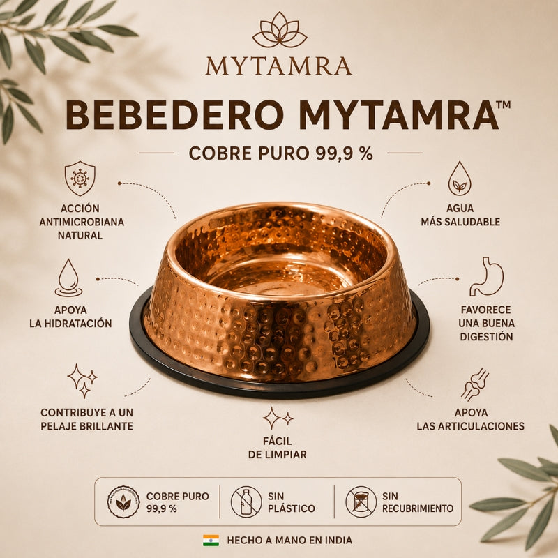 Bebedero MyTamra Natura™ de cobre puro