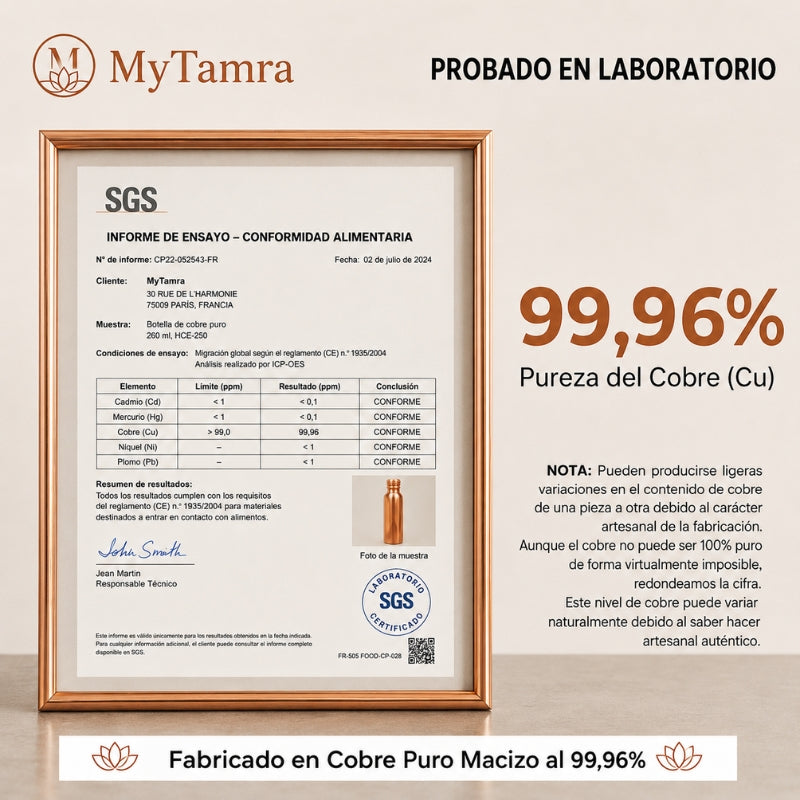 Botella de Cobre Macizo Puro 99,9% MyTamra™ - Heritage Edition