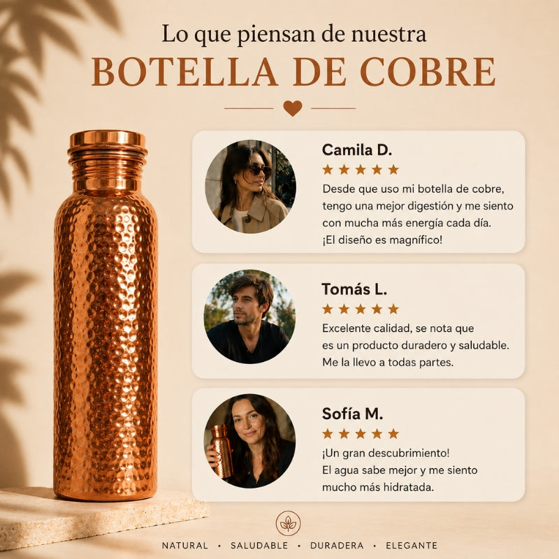 Botella de Cobre – MyTamra™ | Agua Purificada Naturalmente, Sin Plástico