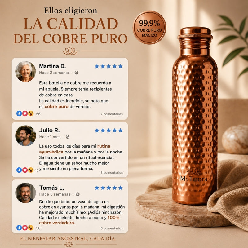 Botella de Cobre Macizo Puro 99,9% MyTamra™ - Heritage Edition