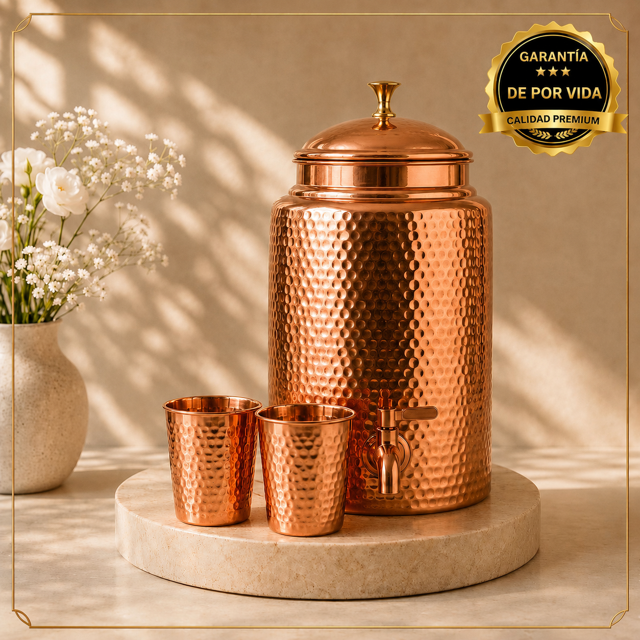 Dispensador de Agua de Cobre Macizo Puro 99,9 %